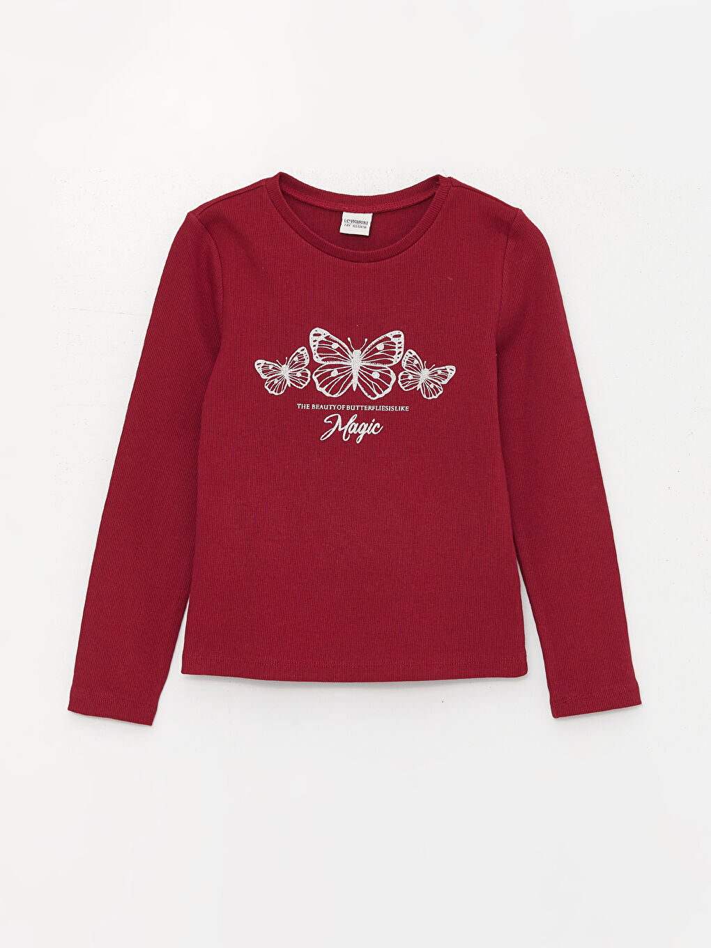 Mürdüm Bisiklet Yaka Baskılı Uzun Kollu Kız Çocuk Tişört-3