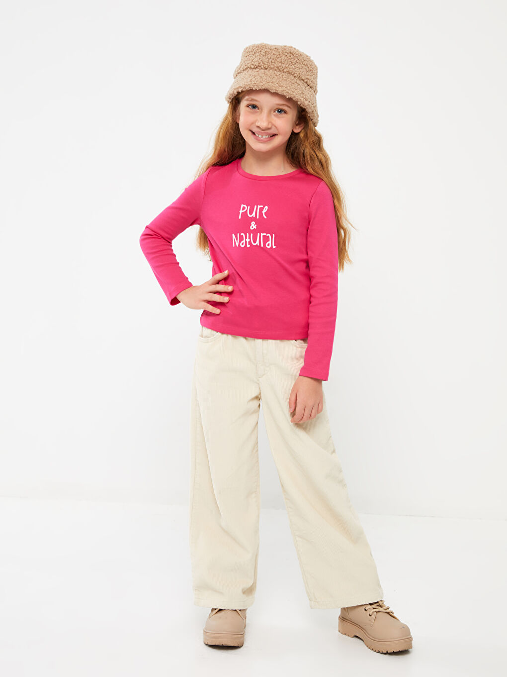 Mor Bisiklet Yaka Baskılı Uzun Kollu Kız Çocuk Tişört-3