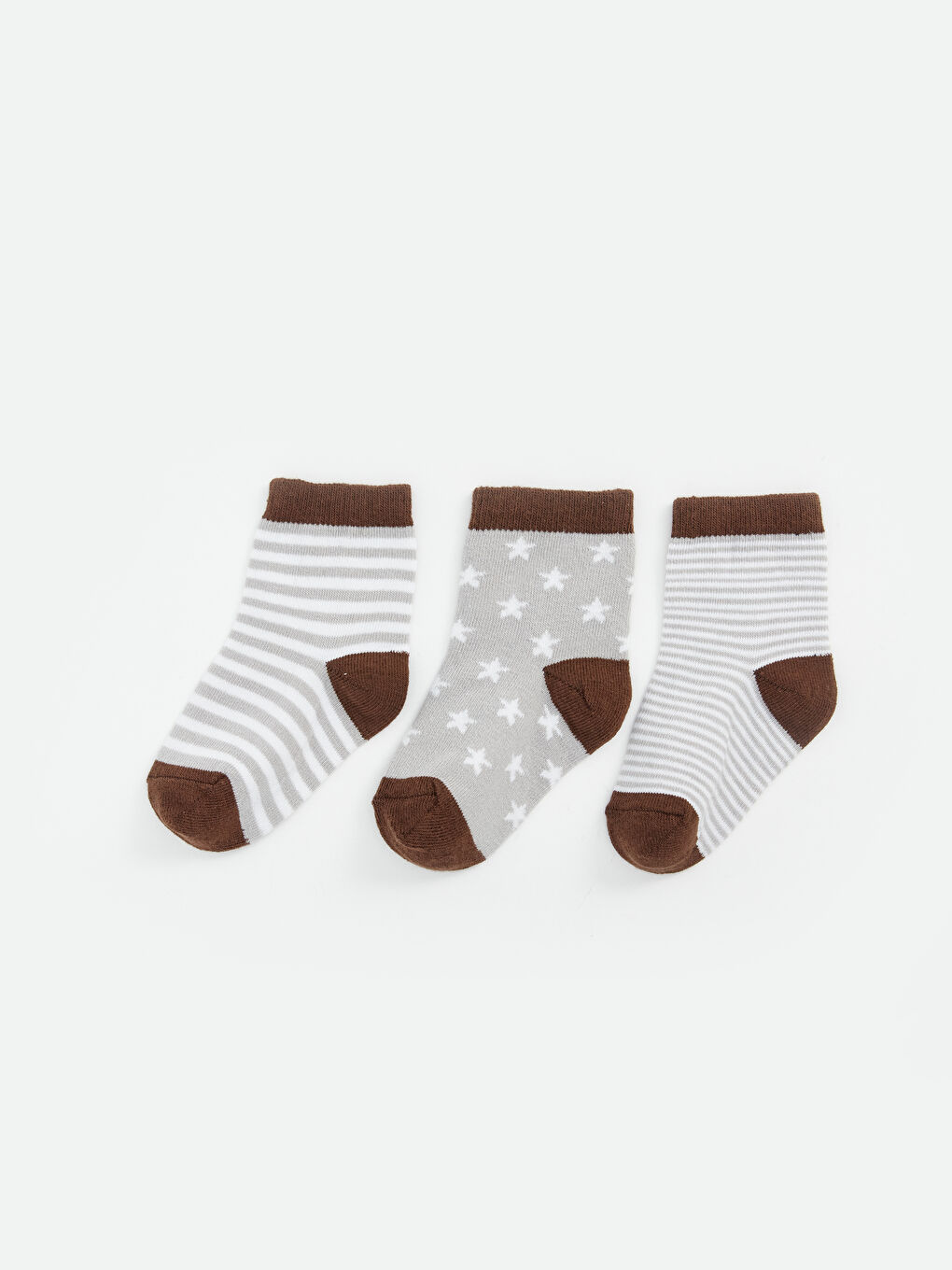 Gri Desenli Erkek Bebek Soket Çorap 3'lü