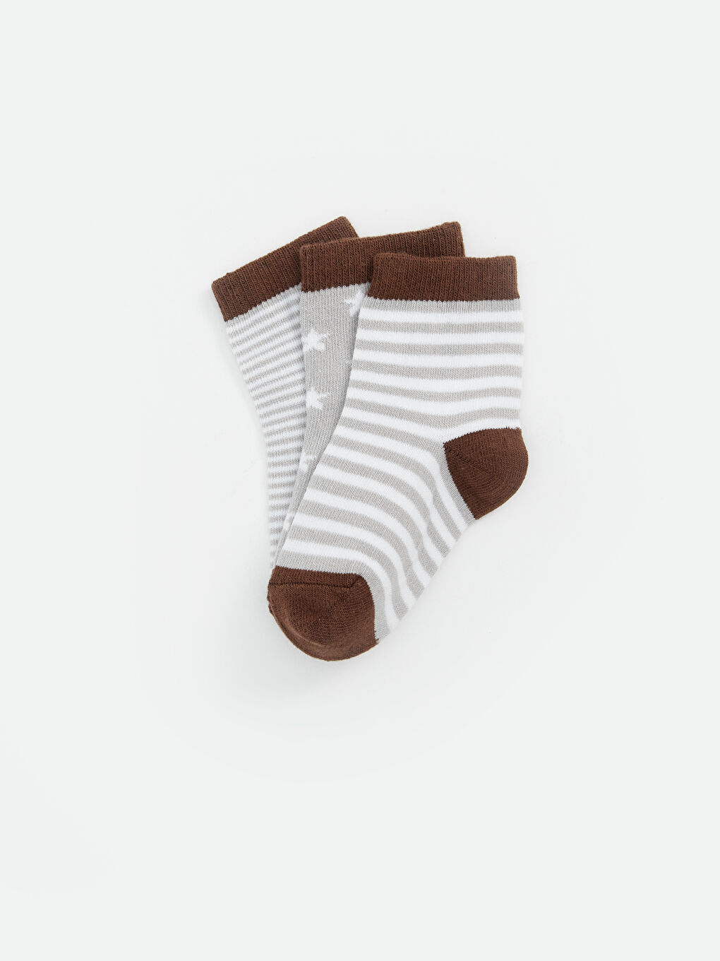 Gri Desenli Erkek Bebek Soket Çorap 3'lü-1