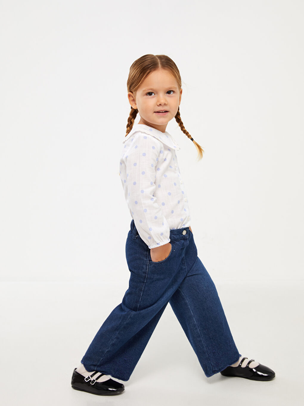 Beyaz Bebe Yaka Kız Bebek Gömlek-2