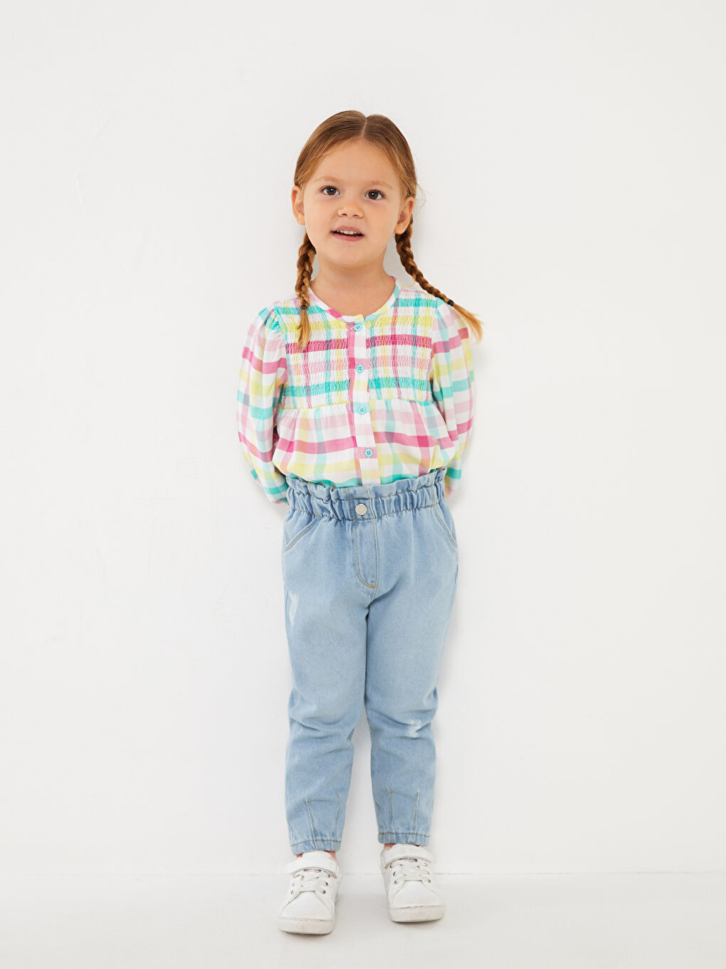 Karışık Bisiklet Yaka Kız Bebek Gömlek-1