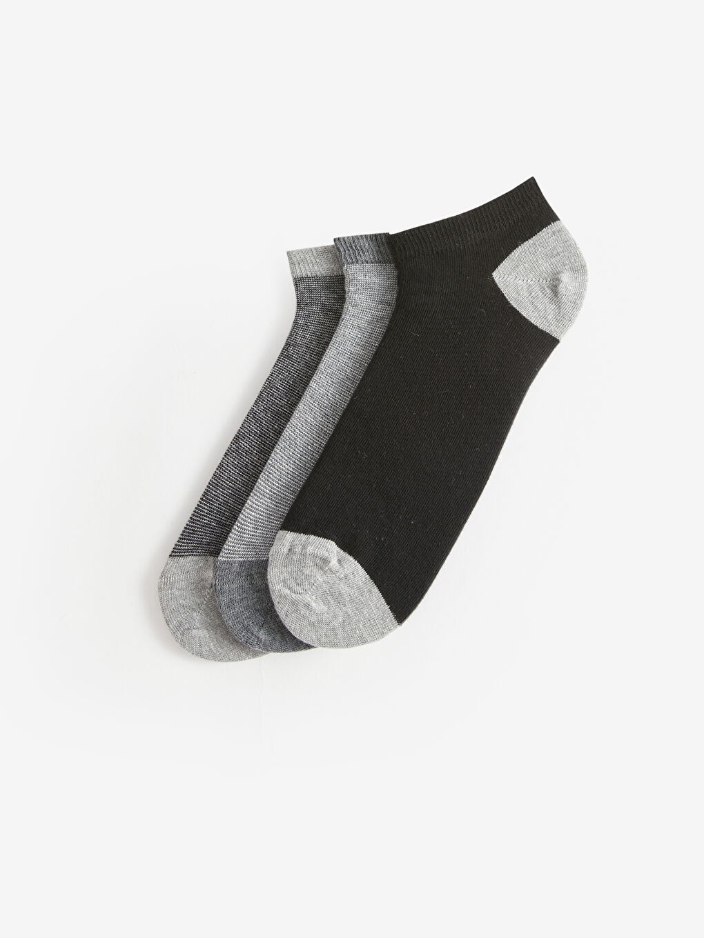 Gri Desenli Erkek Patik Çorap 3'lü-1