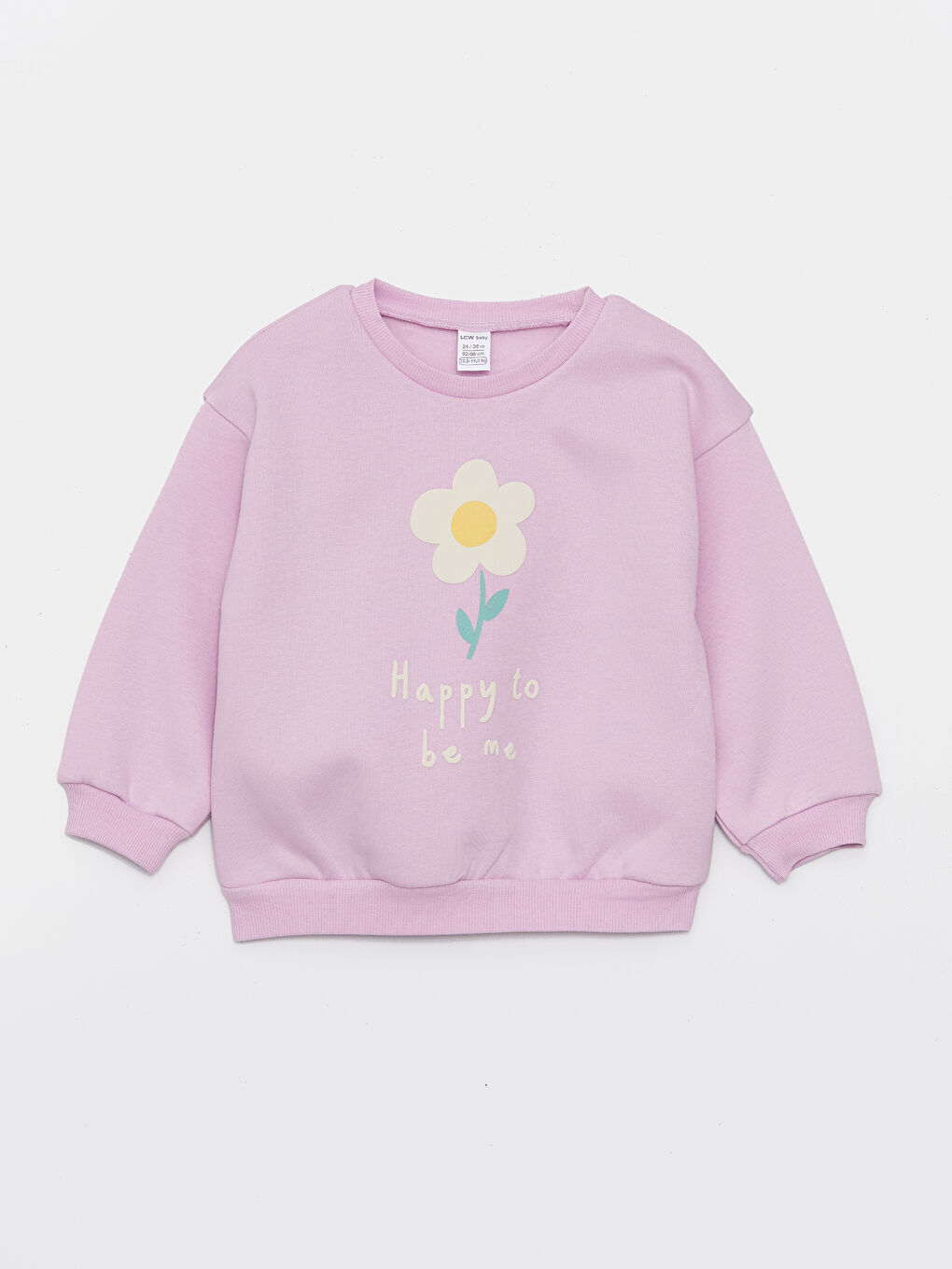 LCW baby Siyah Bisiklet Yaka Uzun Kollu Baskılı Kız Bebek Sweatshirt 2'li - 3