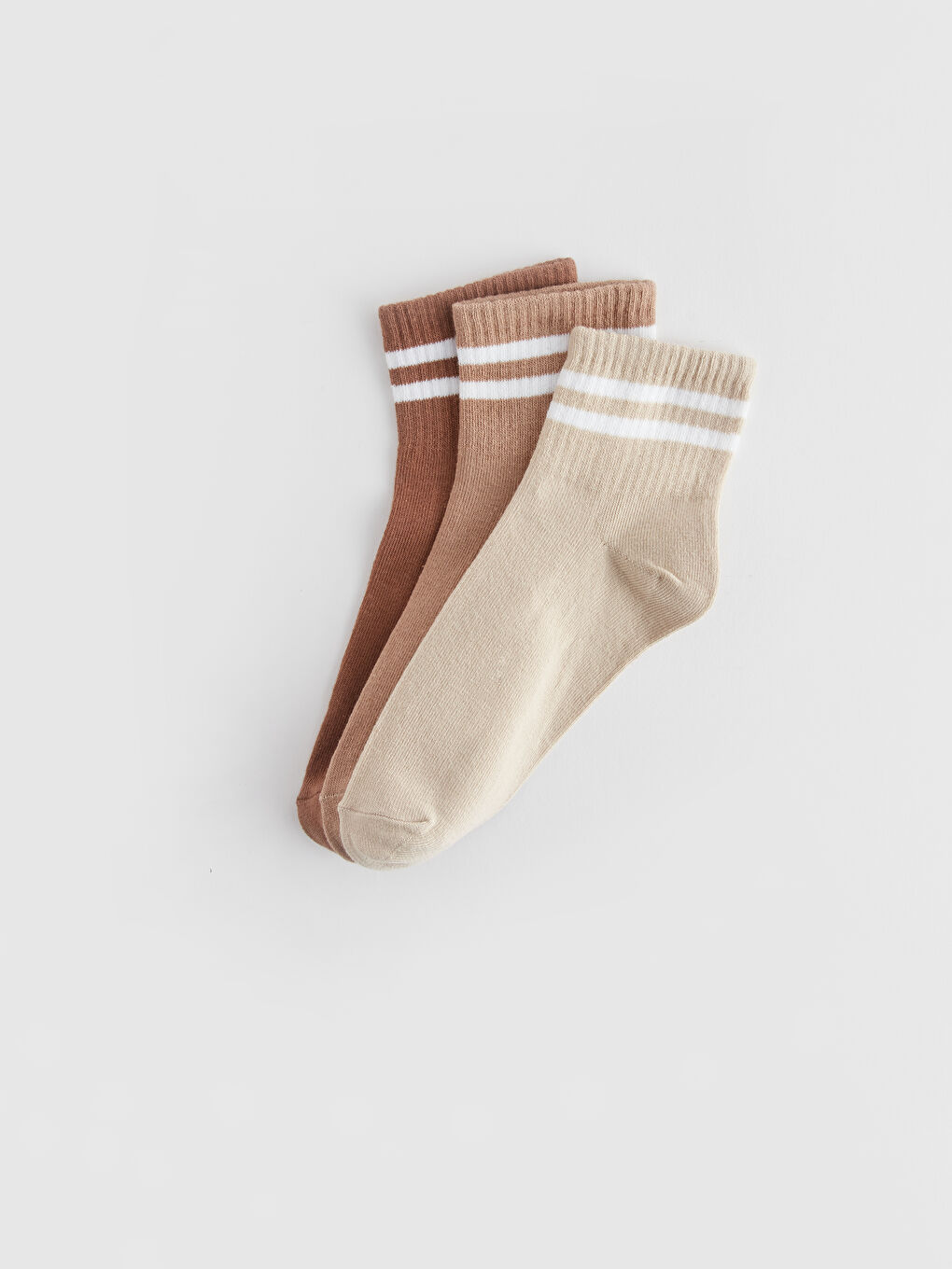 Gri Çizgili Kadın Soket Çorap 3'lü-1