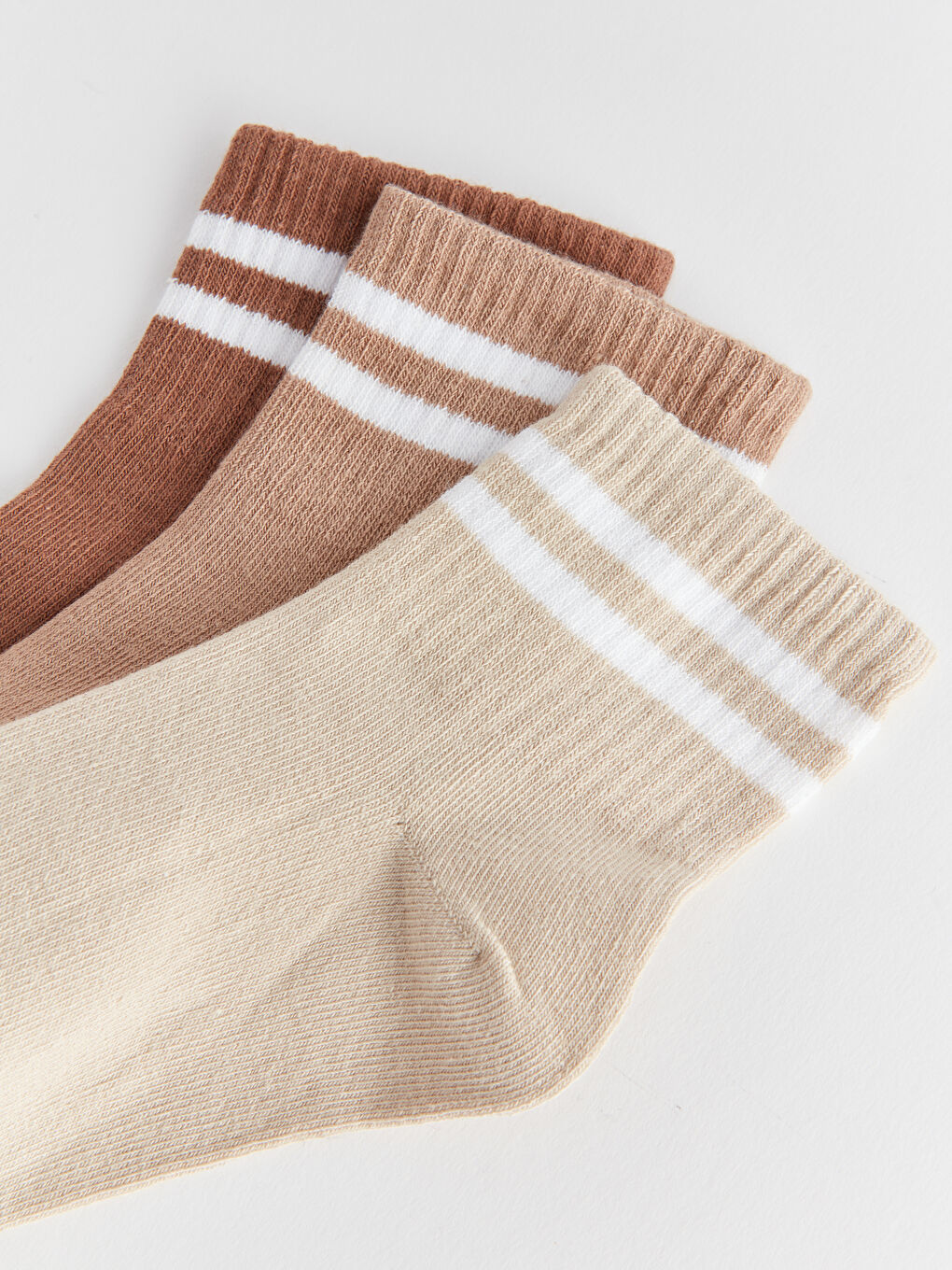 Gri Çizgili Kadın Soket Çorap 3'lü-2