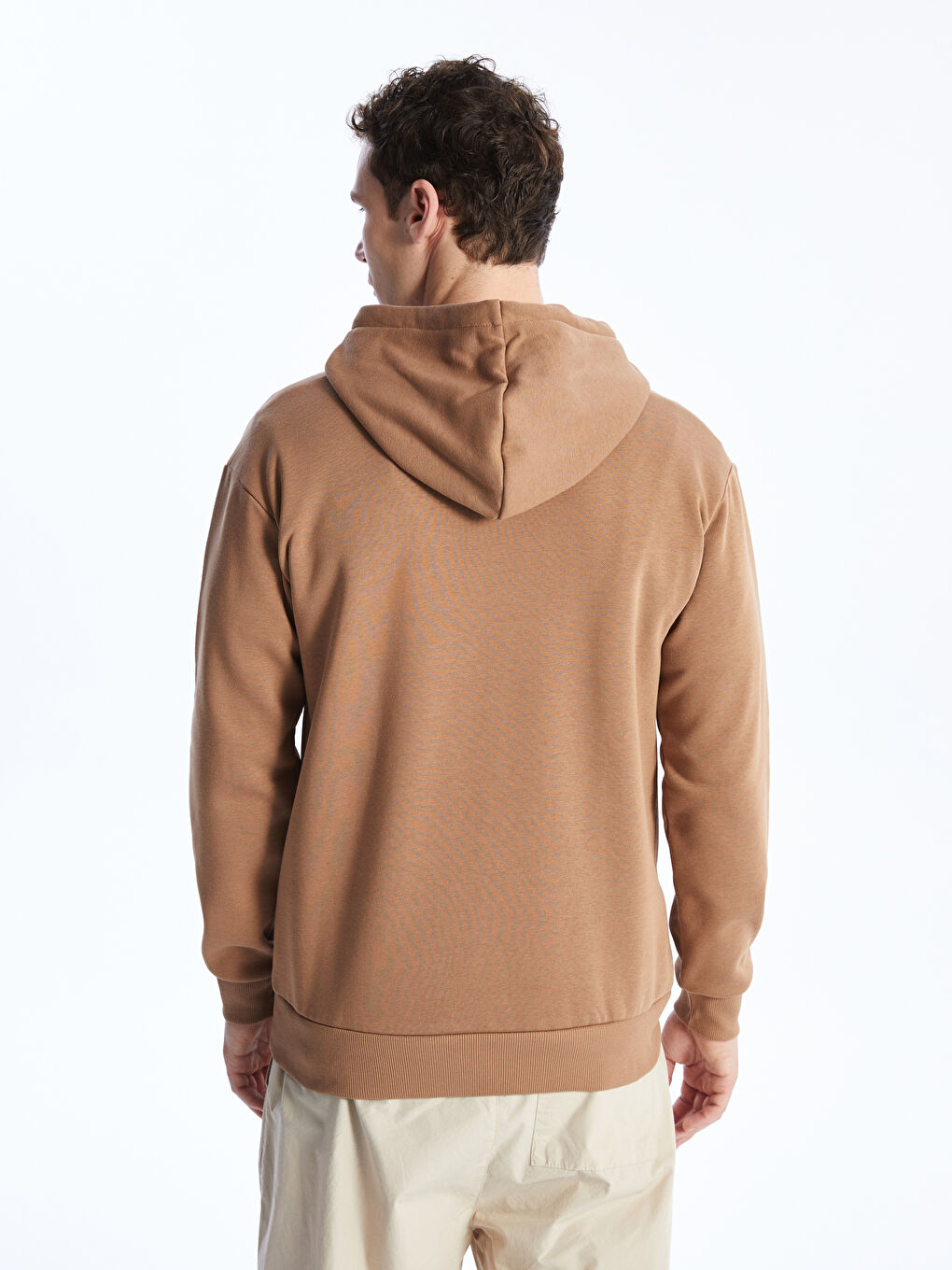 LCW Casual Açık Kahverengi Uzun Kollu Erkek Hoodie - 4