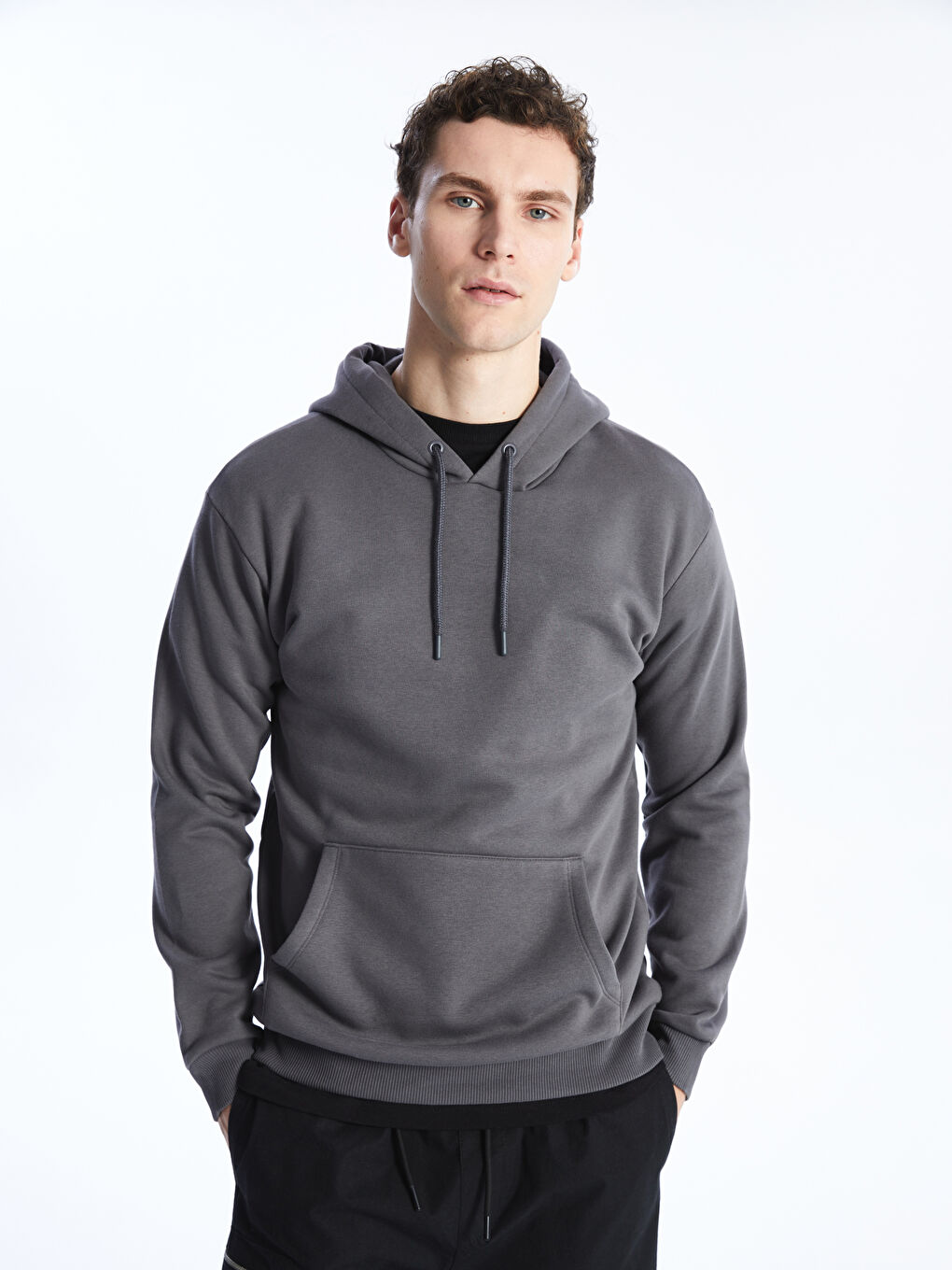 LCW Casual Antrasit Uzun Kollu Erkek Hoodie