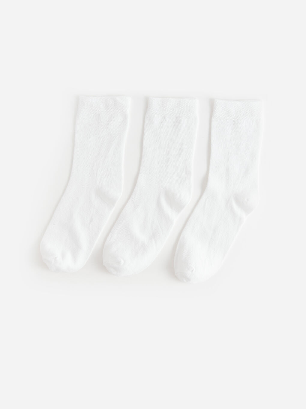 Beyaz Kadın Düz Soket Çorap 3'lü