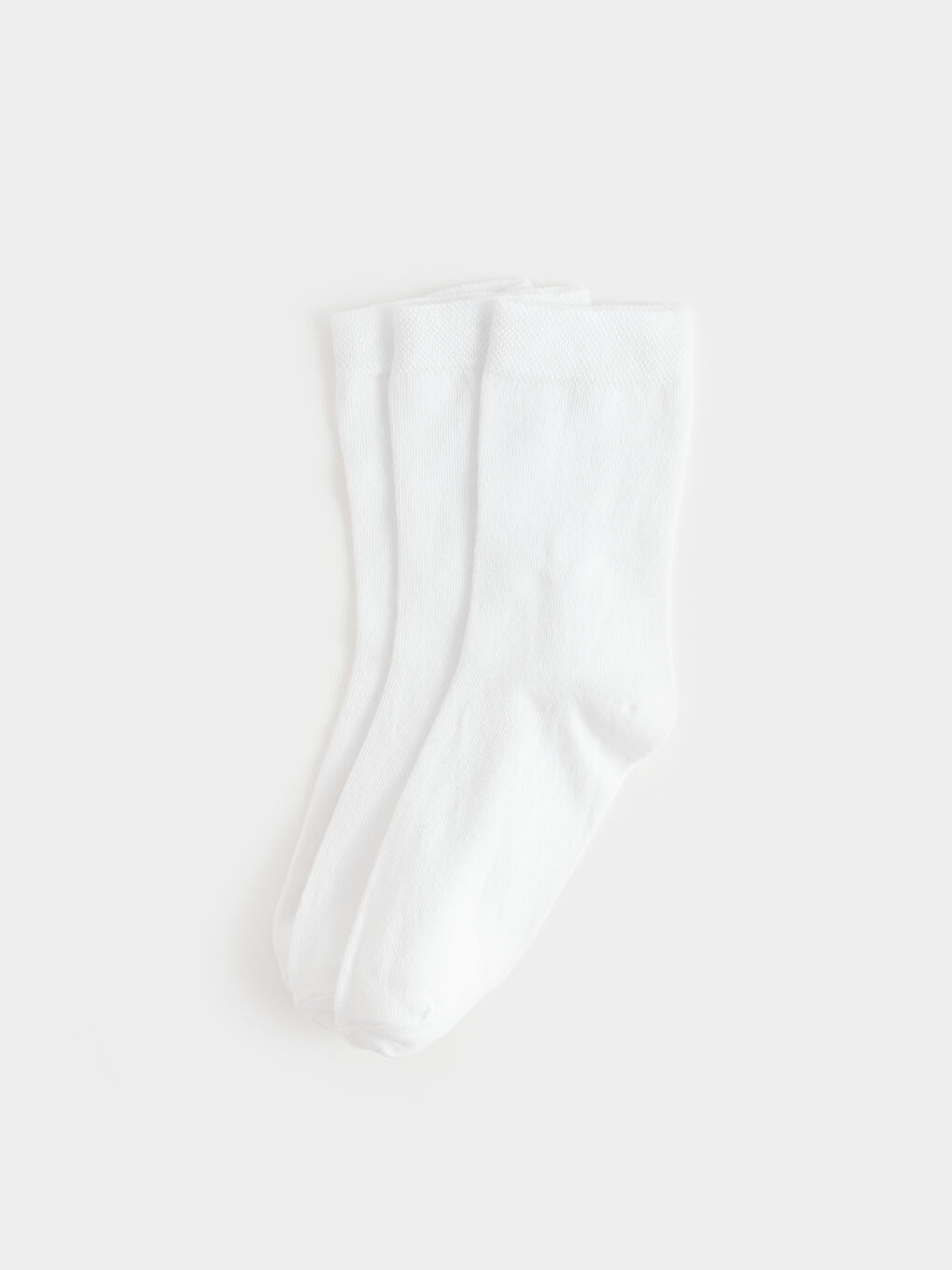 Beyaz Kadın Düz Soket Çorap 3'lü-1