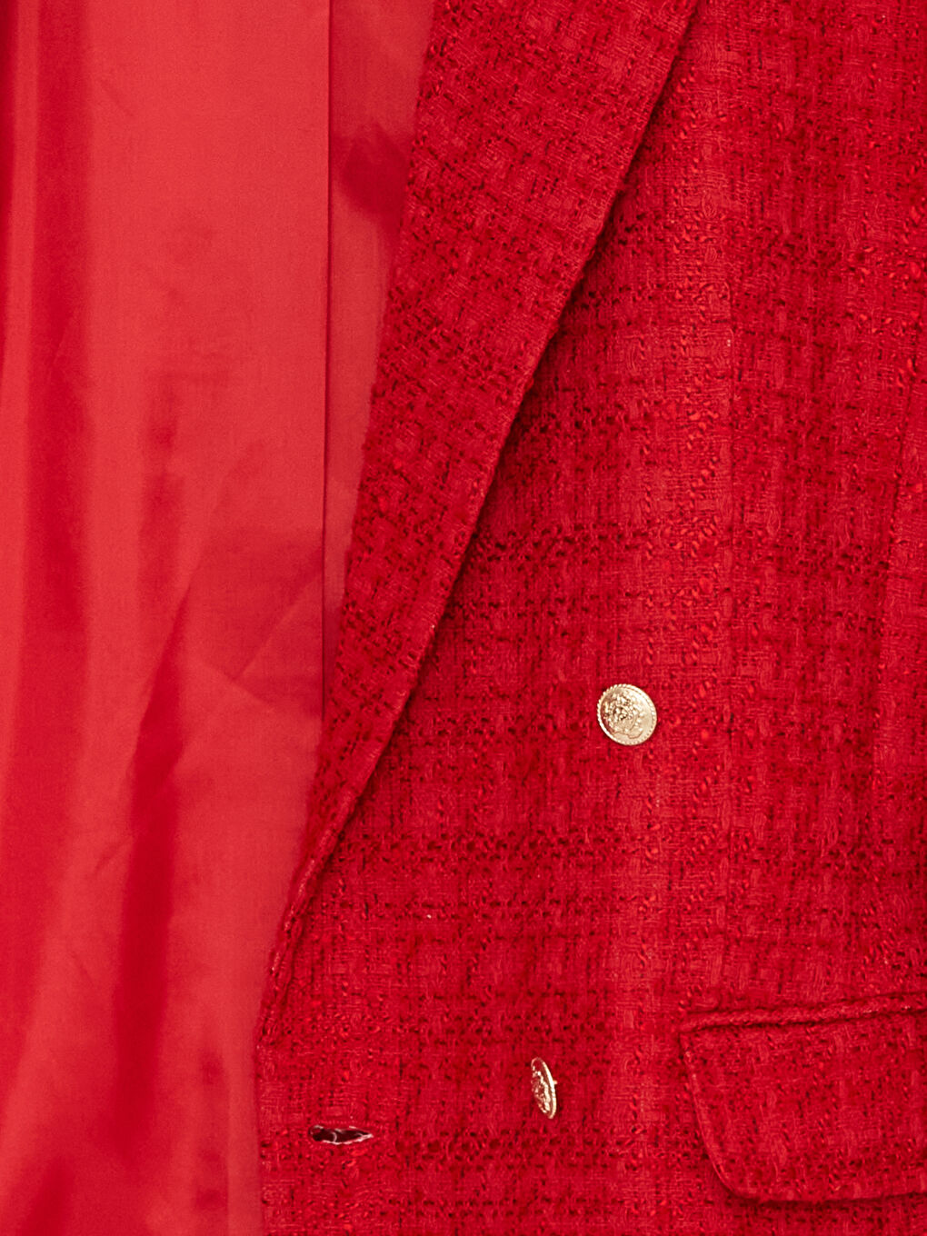 Kırmızı Kendinden Desenli Uzun Kollu Kadın Blazer Ceket-6