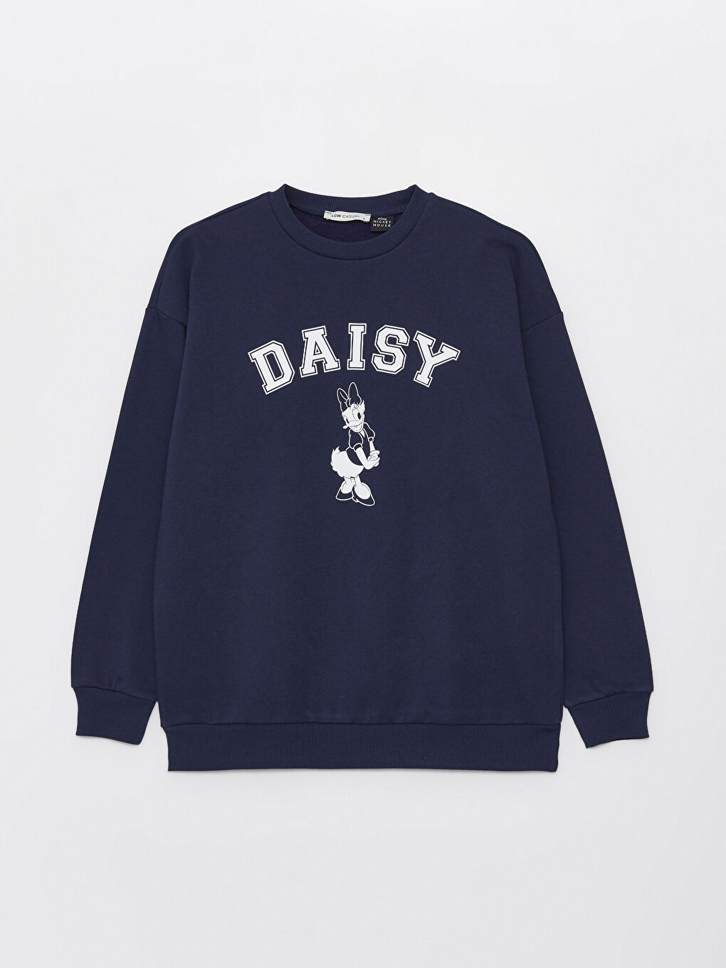 LCW Vision Lacivert Bisiklet Yaka Daisy Duck Baskılı Oversize Kadın Kalın Sweatshirt - 5