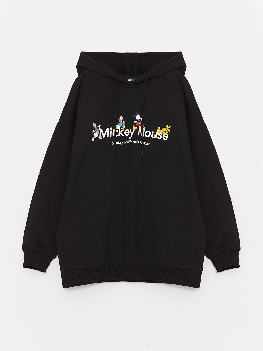 LCW Vision Yeni Siyah Mickey ve Arkadaşları Baskılı Oversize Kadın Kalın Hoodie - 5