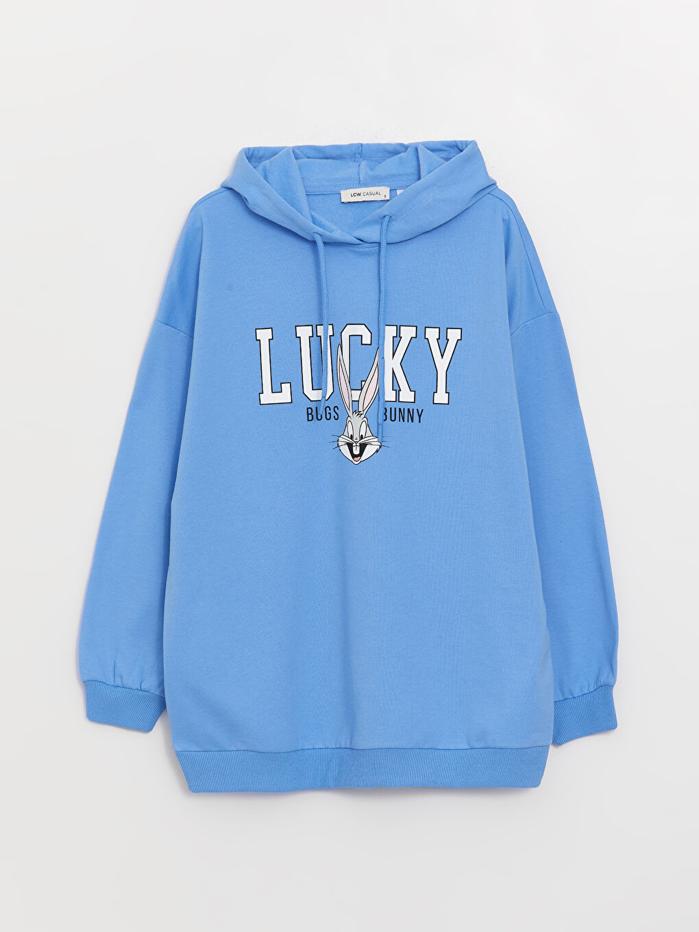 LCW Vision Mavi Bugs Bunny Baskılı Oversize Kadın Kalın Hoodie - 5