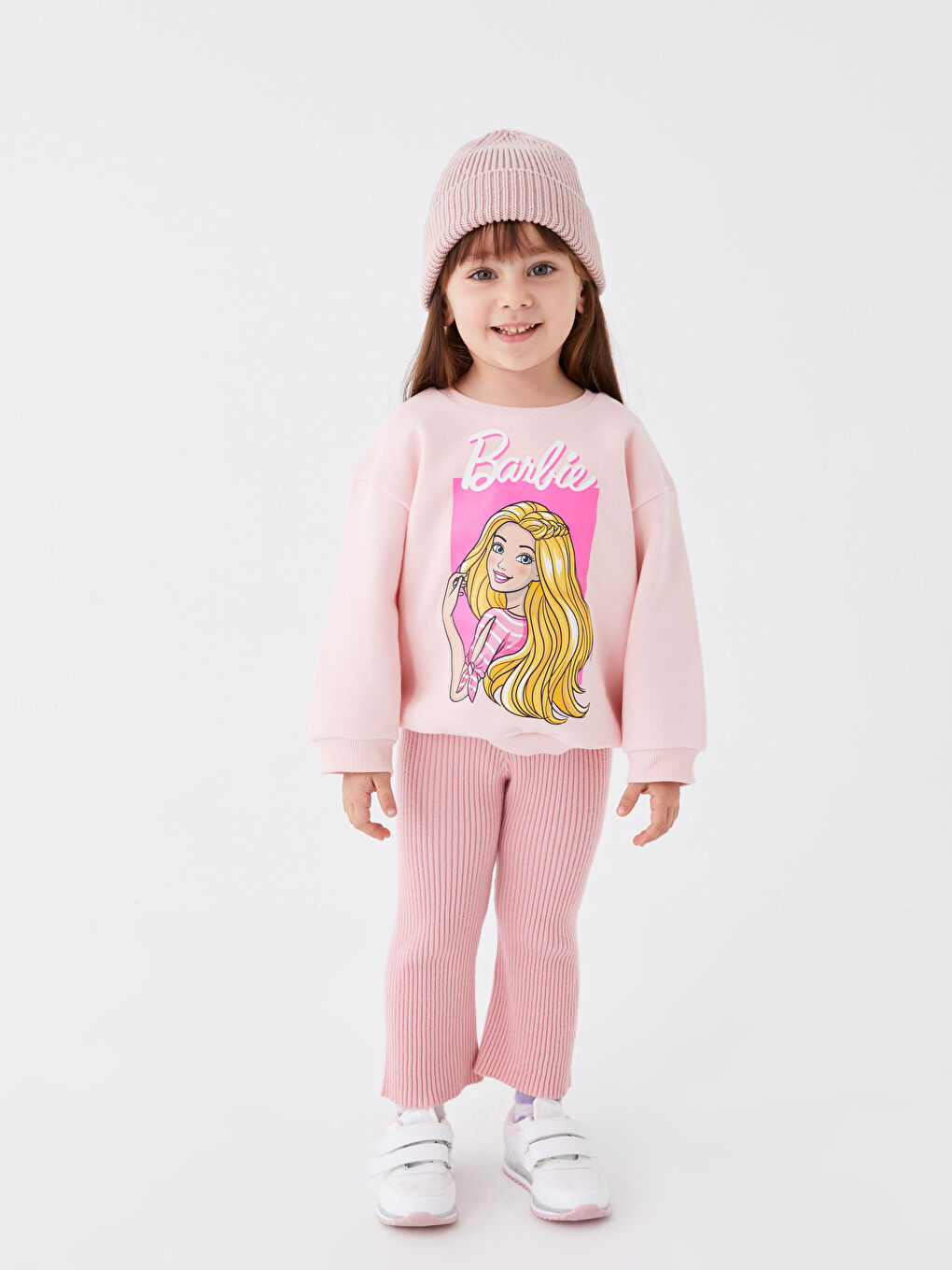 Crew Neck Barbie Printed Long Sleeve Baby Girl Sweatshirt-1