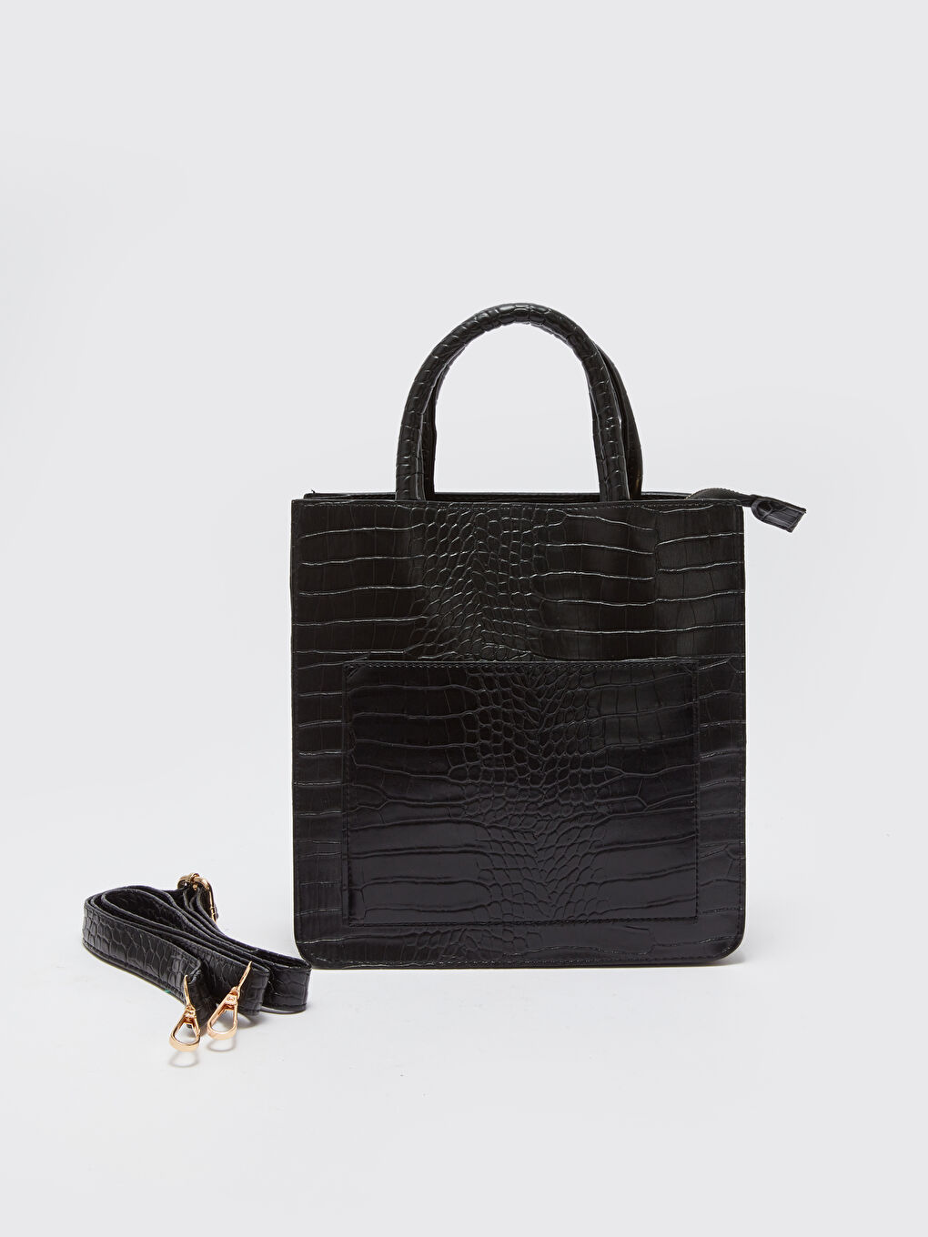 Siyah Deri Görünümlü Kadın Kol Çantası-3