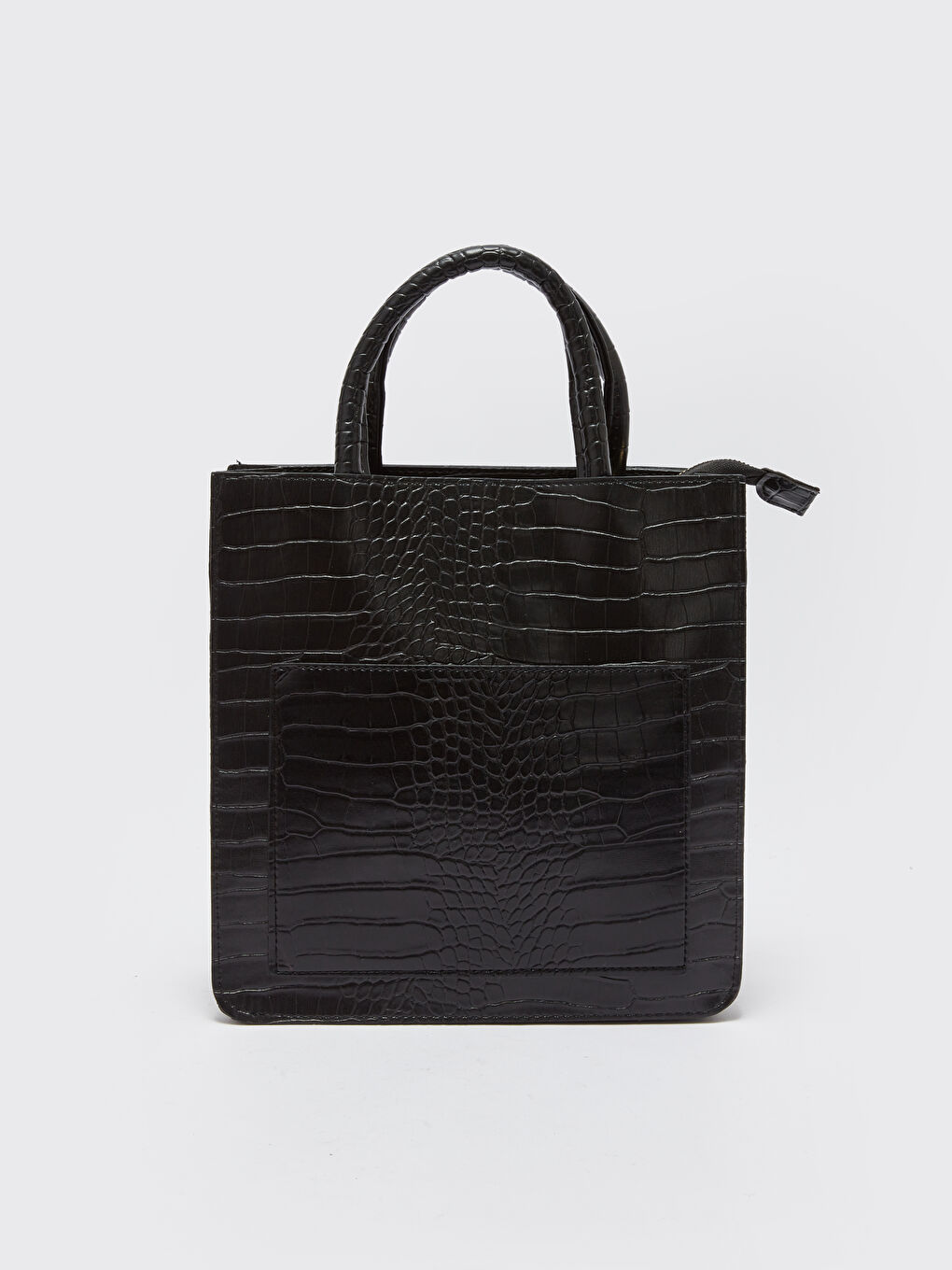 Siyah Deri Görünümlü Kadın Kol Çantası-4