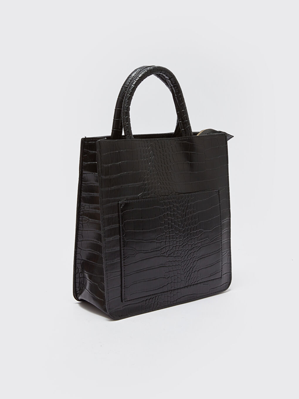 Siyah Deri Görünümlü Kadın Kol Çantası-5