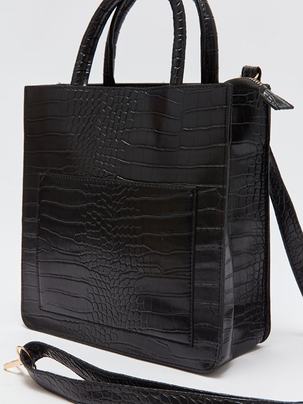 Siyah Deri Görünümlü Kadın Kol Çantası-7