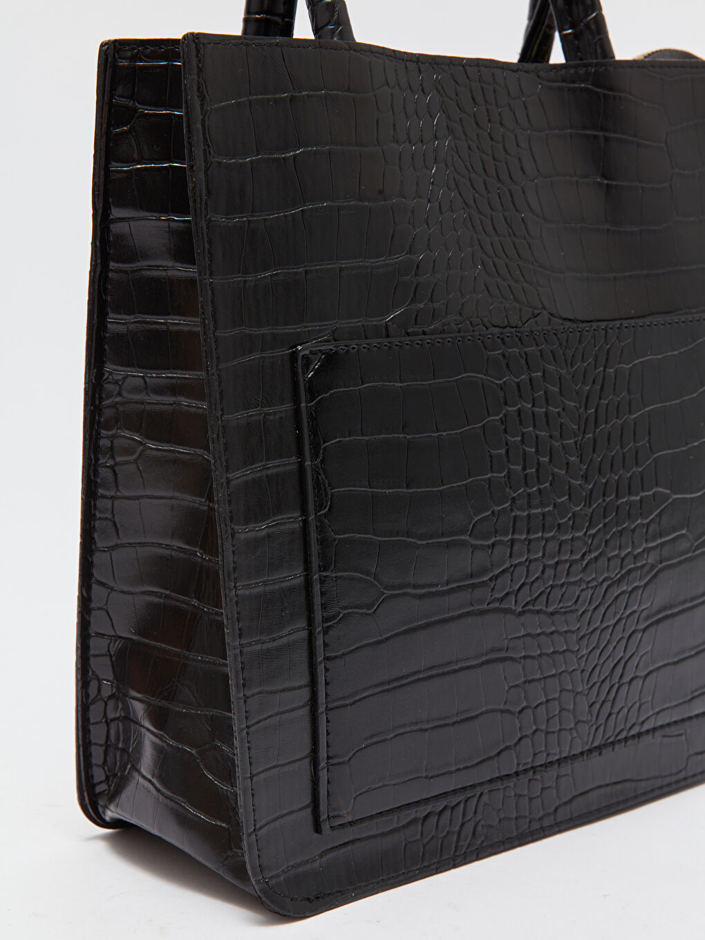 Siyah Deri Görünümlü Kadın Kol Çantası-8