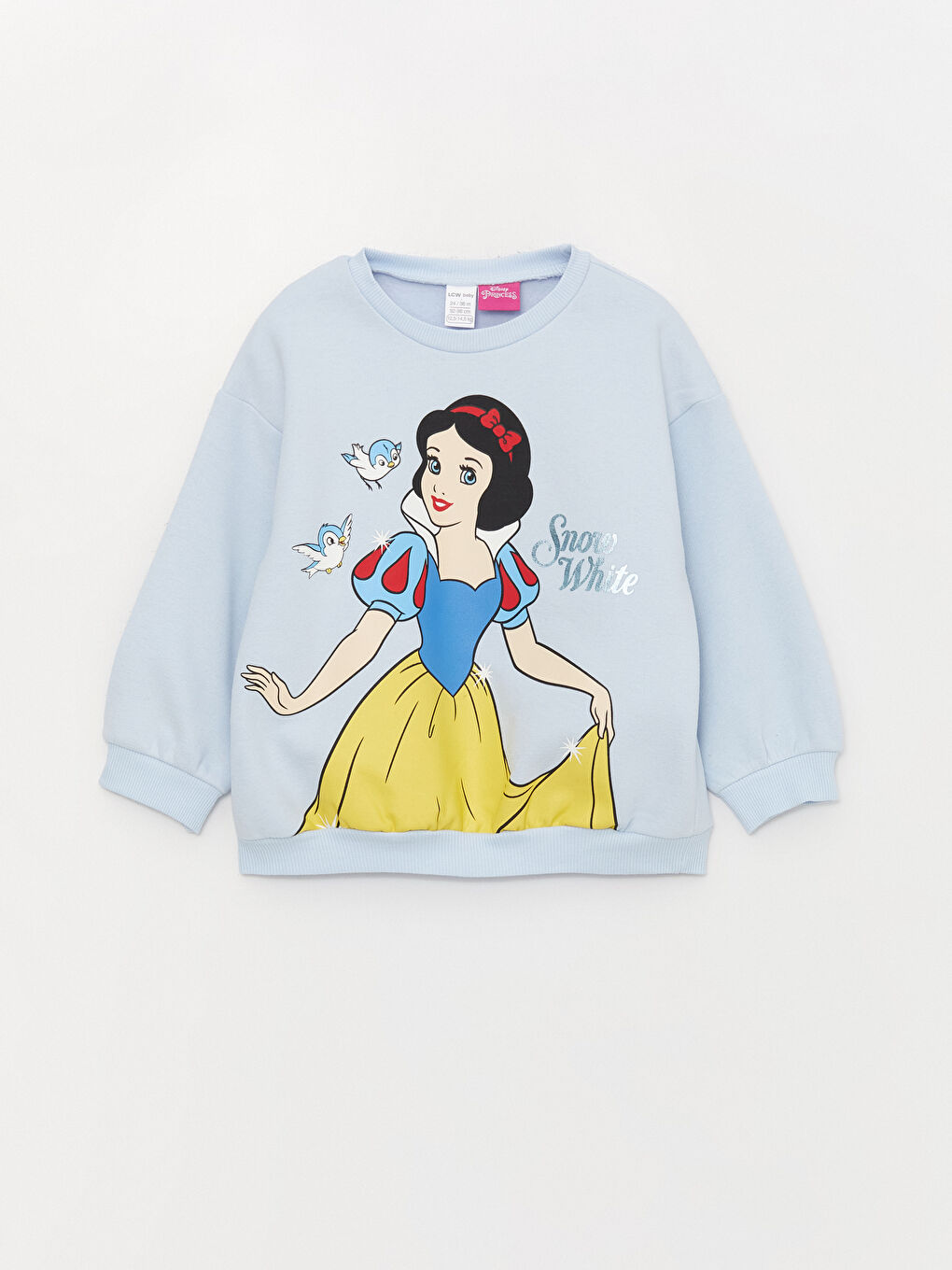 LCW baby Mavi Bisiklet Yaka Pamuk Prenses Baskılı Kız Bebek Sweatshirt - 4