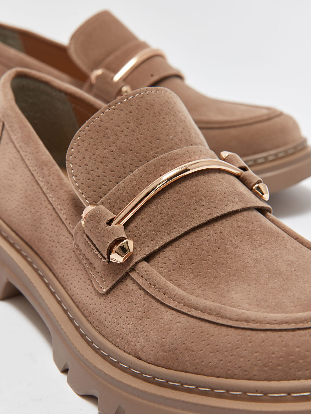 Kahverengi Kalın Taban Kadın Loafer Ayakkabı-5