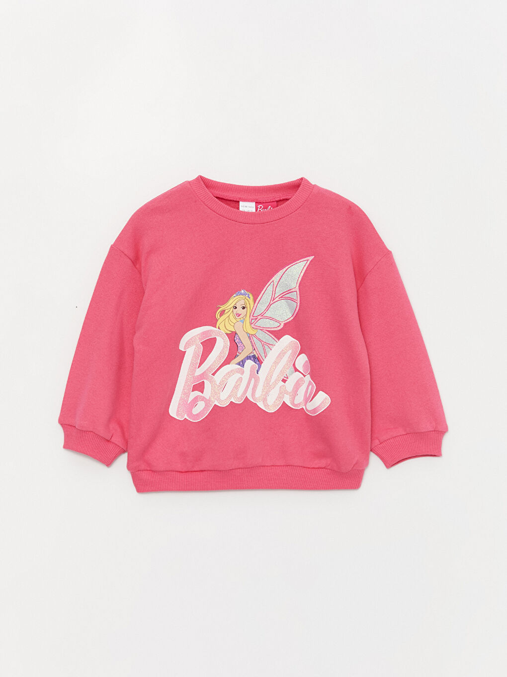 LCW baby Orta Pembe Bisiklet Yaka Barbie Baskılı Uzun Kollu Kız  Bebek Sweatshirt