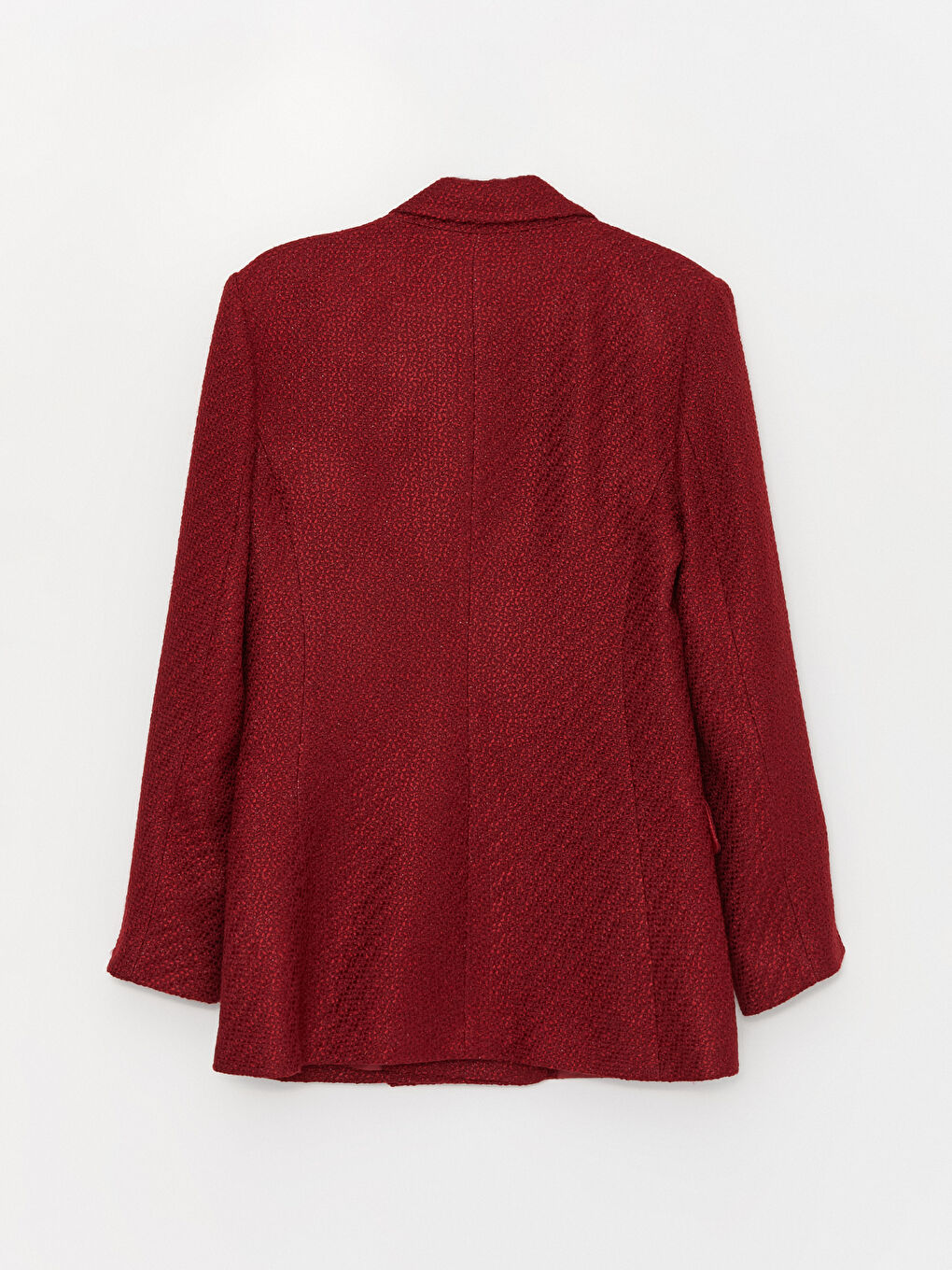 Bordo Desenli Uzun Kollu Kadın Tüvit Blazer Ceket-7