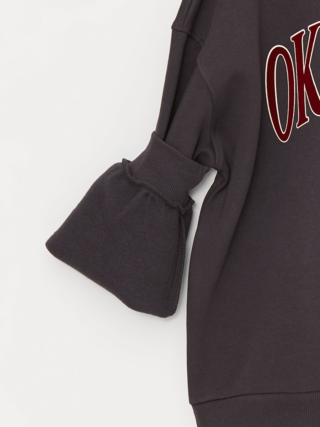 Antrasit Baskılı Uzun Kollu Oversize Kadın Hoodie-6