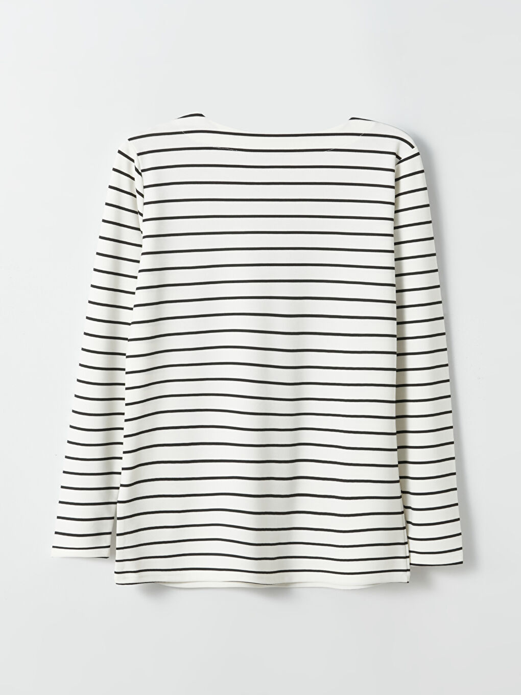 მრგვალი საყელო ზოლიანი გრძელმკლავიანი მაისური ქალებისთვის-6