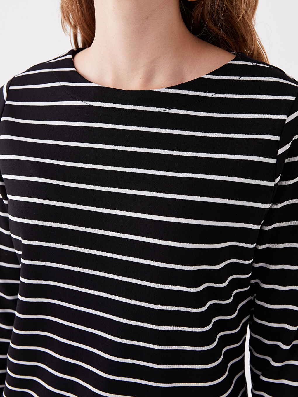 Crew Neck Striped Long Sleeve Women's T-Shirt-3