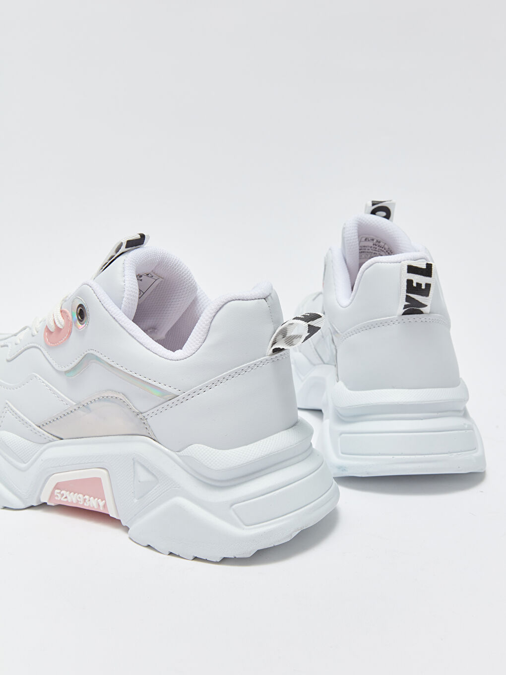 Beyaz Bağcıklı Renk Bloklu Kadın Spor Ayakkabı-3