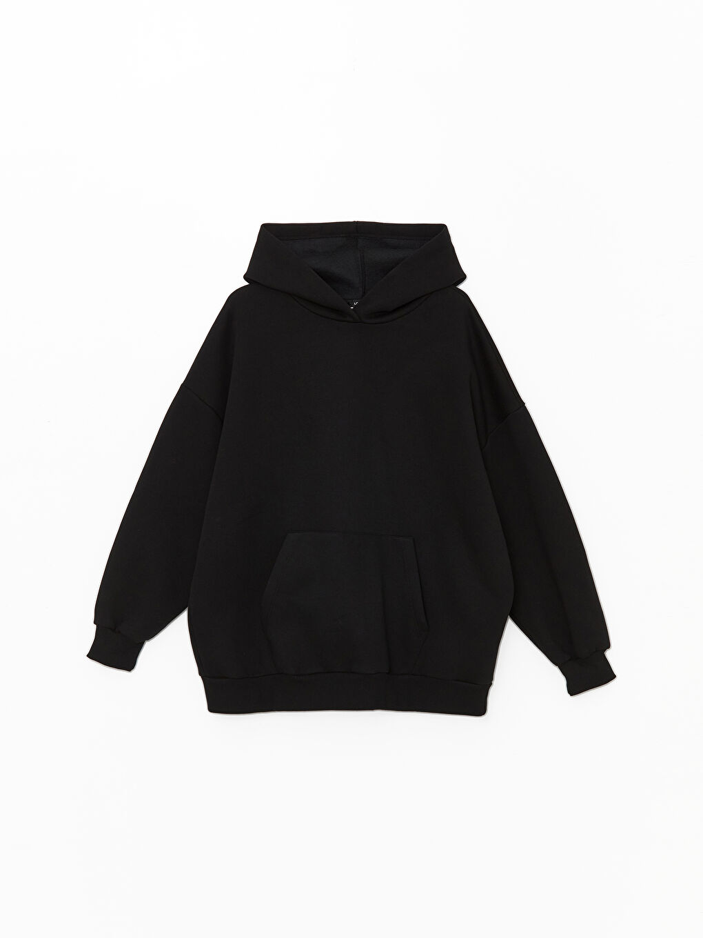 LCW Vision Siyah Düz Oversize Kadın Kalın Hoodie - 4