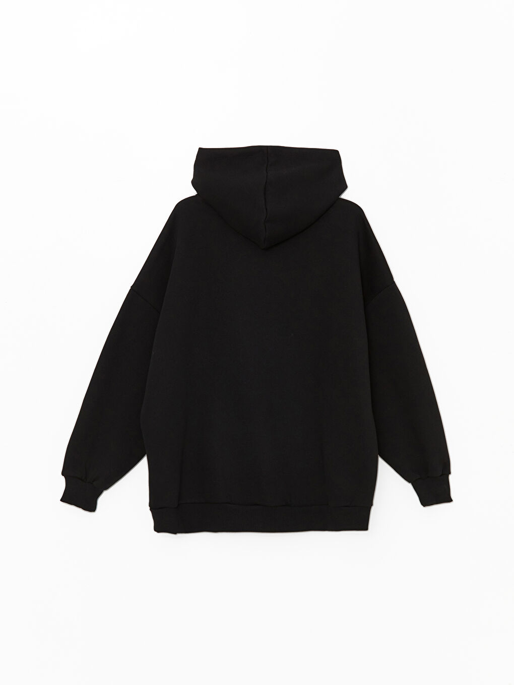 LCW Vision Siyah Düz Oversize Kadın Kalın Hoodie - 5