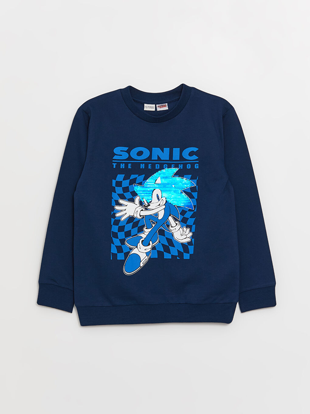 LCW Kids Lacivert Bisiklet Yaka Sonic Baskılı Uzun Kollu Erkek Çocuk Sweatshirt