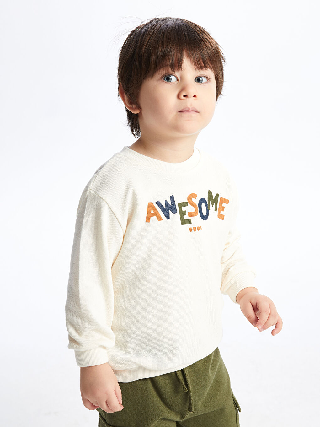 LCW baby Bisiklet Yaka Uzun Kollu Baskılı Erkek Bebek Sweatshirt -W3HY93Z1-FES