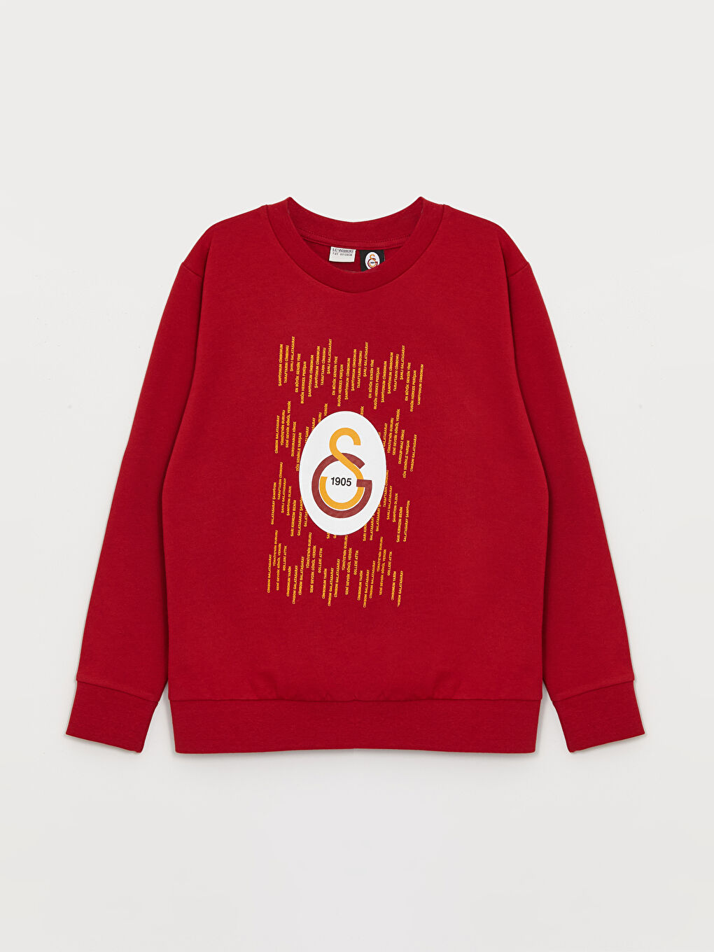 LCW Kids Kırmızı Bisiklet Yaka Galatasaray Baskılı Uzun Kollu Erkek Çocuk Sweatshirt