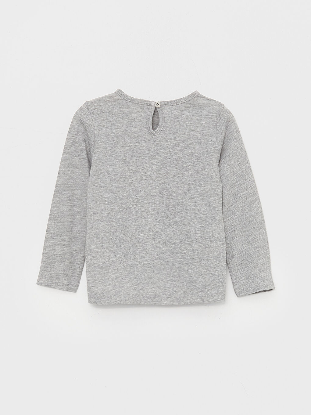 Gri Bisiklet Yaka Uzun Kollu Baskılı Kız Bebek Tişört-4