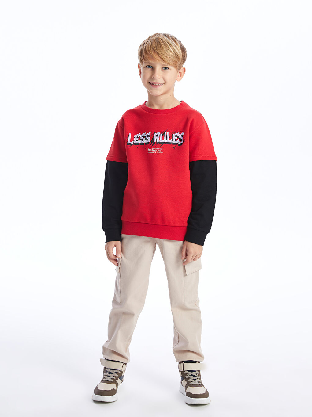 LCW Kids Kırmızı Bisiklet Yaka Baskılı Uzun Kollu Erkek Çocuk Sweatshirt - 2