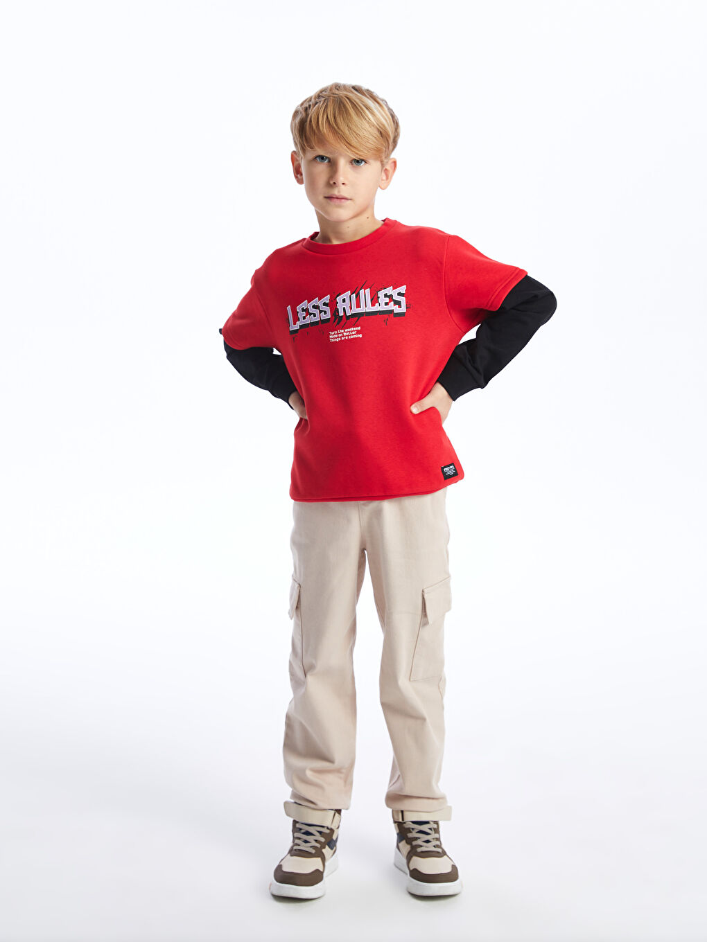 LCW Kids Kırmızı Bisiklet Yaka Baskılı Uzun Kollu Erkek Çocuk Sweatshirt - 3