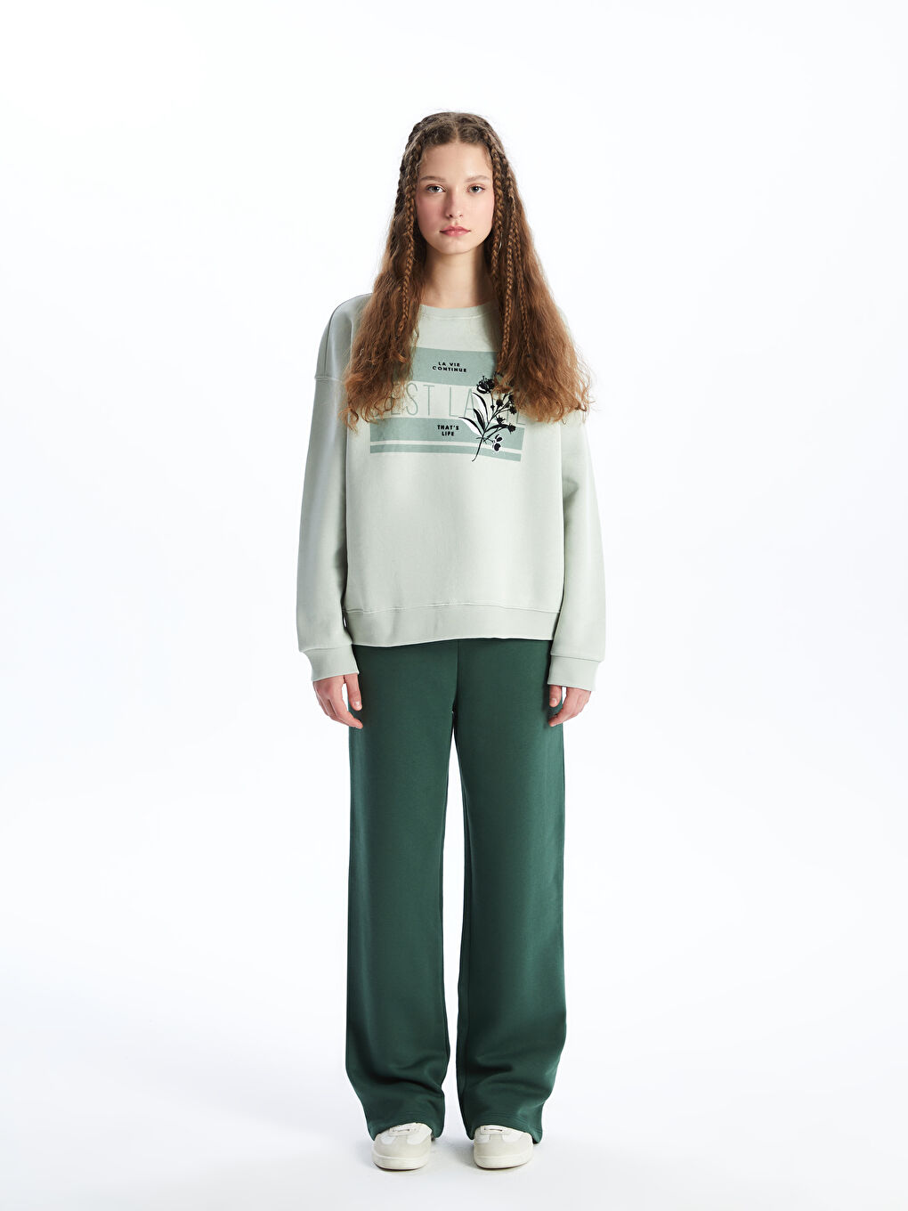 بنطلون رياضي تخين بخصر مرن للسيدات-1