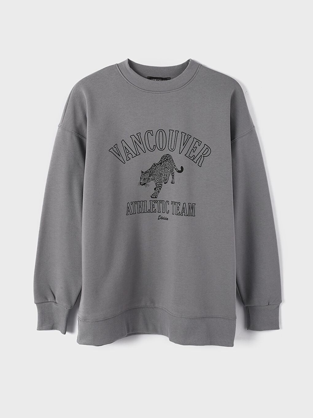 سويت شيرت كم طويل مطبوع بياقة دائرية للسيدات