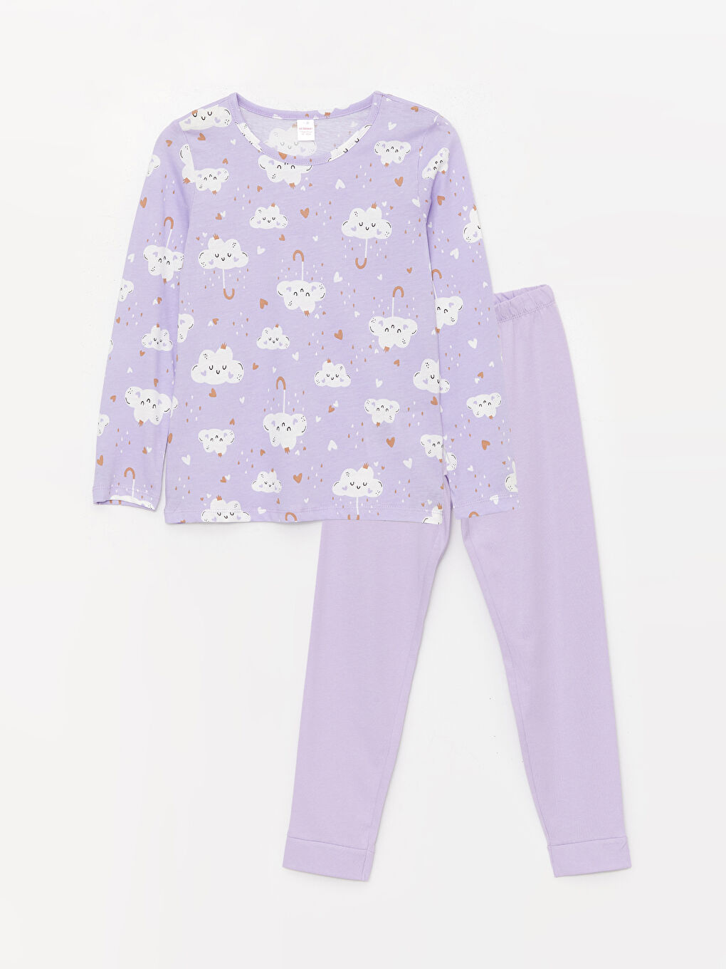 Mor Bisiklet Yaka Baskılı Uzun Kollu Kız Çocuk Pijama Takımı-2