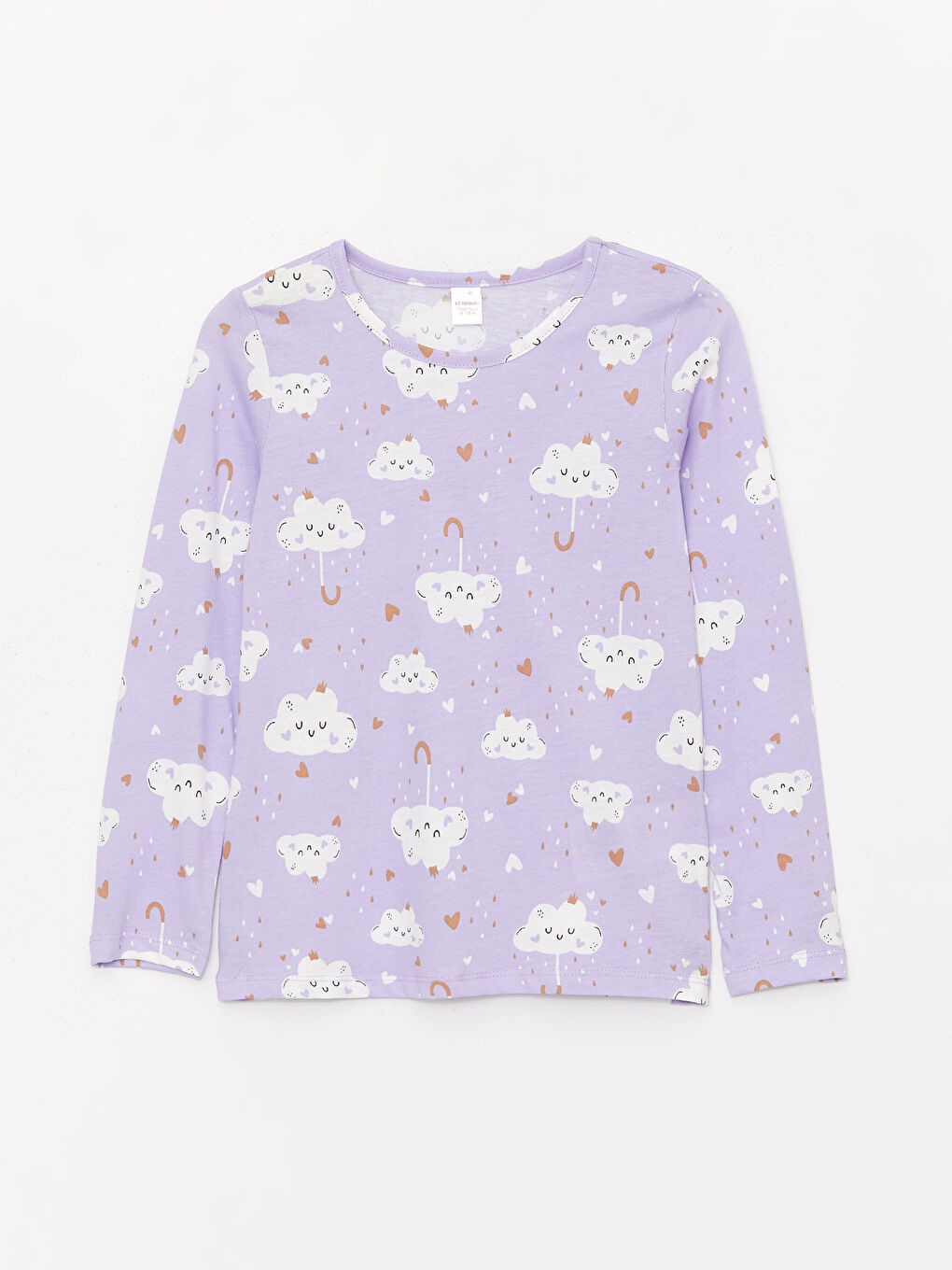 Mor Bisiklet Yaka Baskılı Uzun Kollu Kız Çocuk Pijama Takımı-3