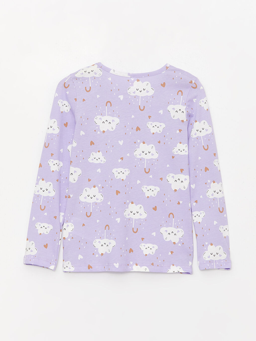 Mor Bisiklet Yaka Baskılı Uzun Kollu Kız Çocuk Pijama Takımı-4