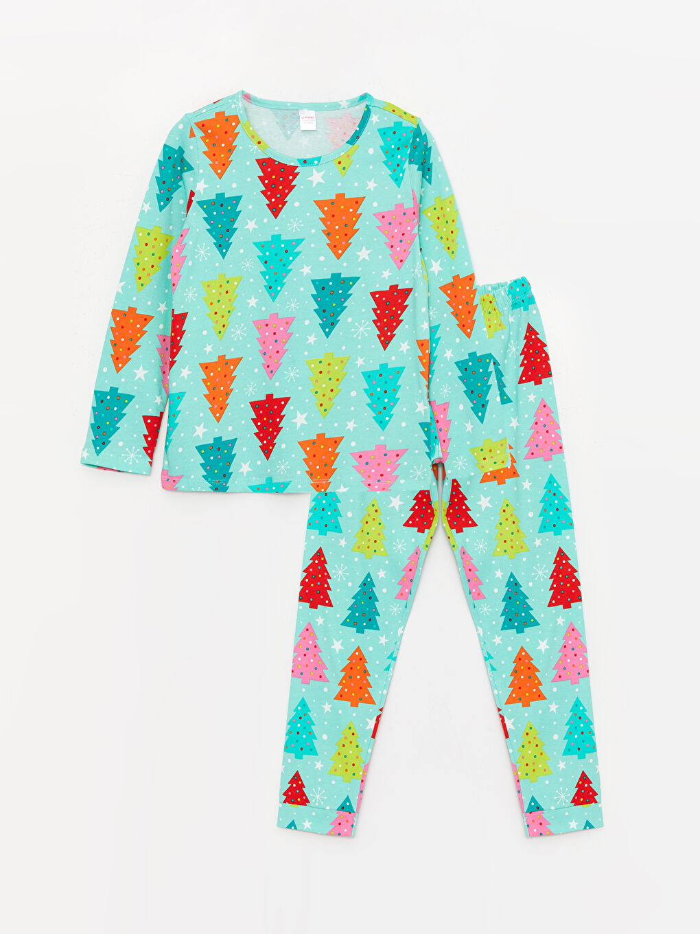 Yeşil Bisiklet Yaka Baskılı Uzun Kollu Kız Çocuk Pijama Takımı-3