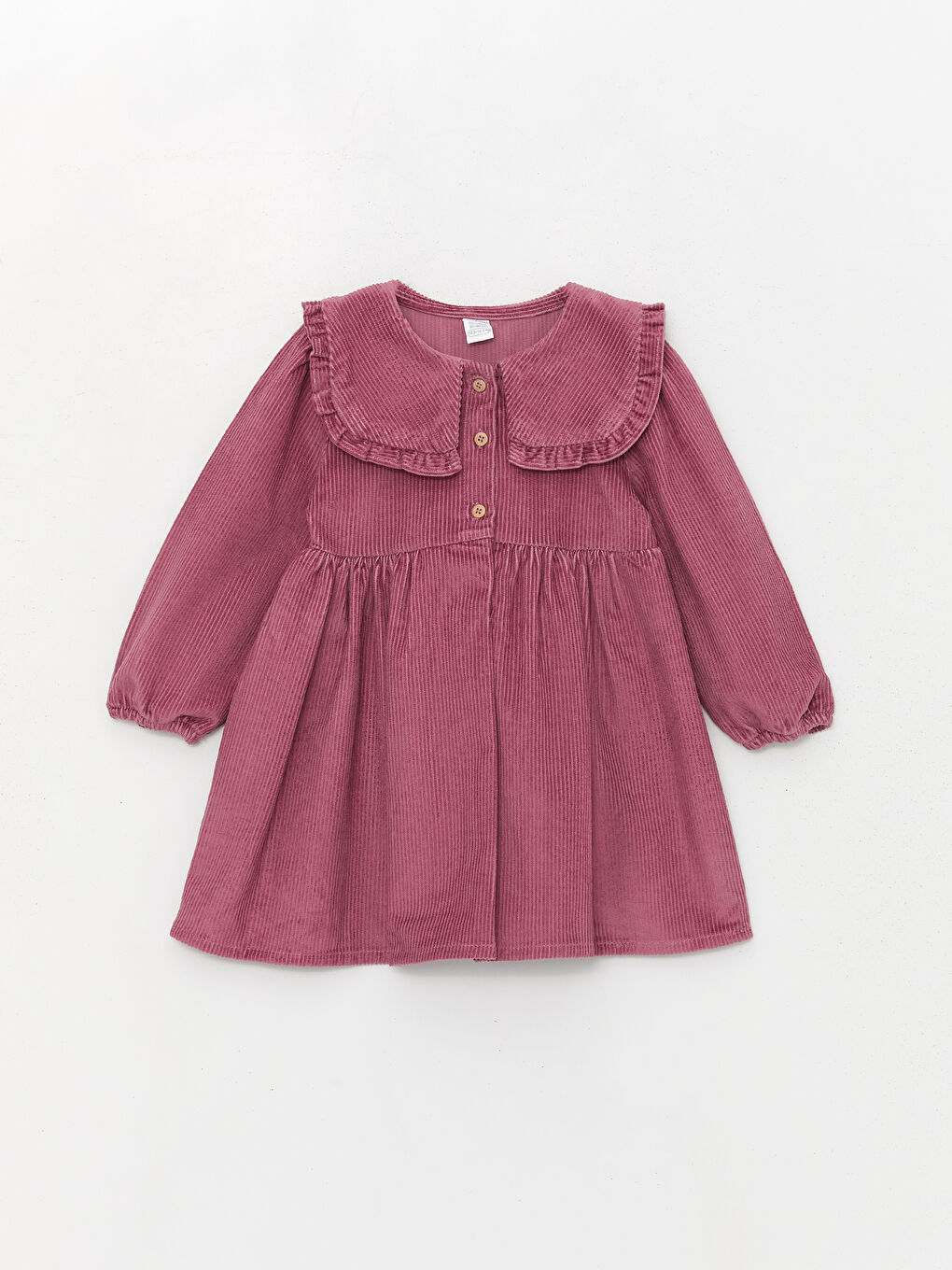 Mor Bebe Yaka Uzun Kollu Kız Bebek Kadife Elbise-3