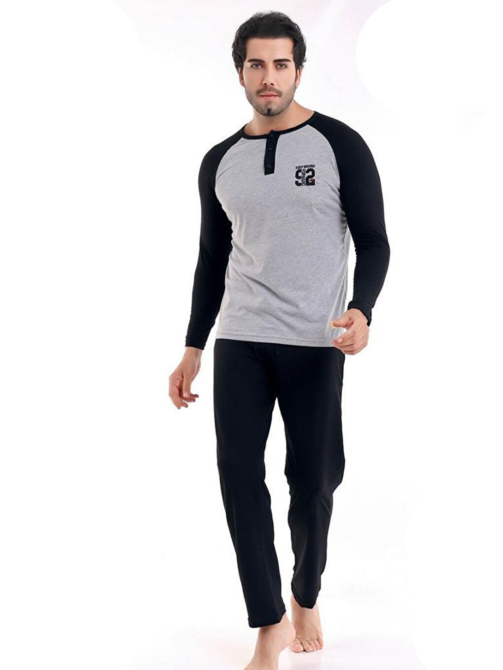 Gri Standart Kalıp Erkek Pijama Takımı