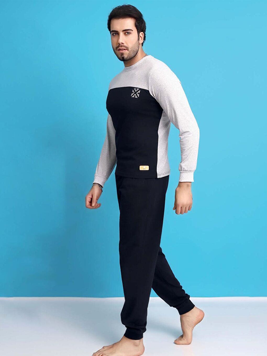 Gri Standart Kalıp Erkek Pijama Takımı