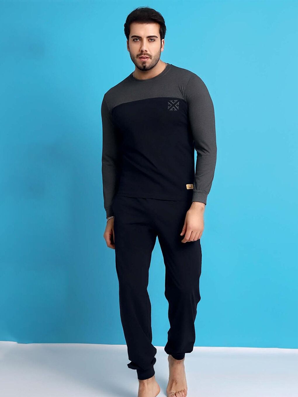 Antrasit Standart Kalıp Erkek Pijama Takımı